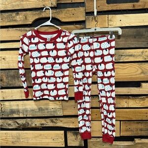 The Company Store Kids Unisex Sheep Print Organic‎ Cotton Pajama Set Size 10